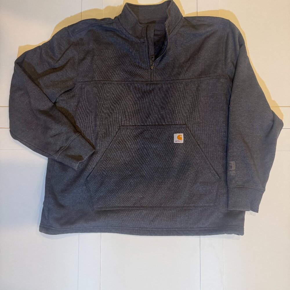 Carhartt Mens XL Gray Original Fit Rain Defender Quarter-Zip Heavyweight Coat